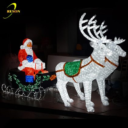 Christmas lights LED acrylic santa sleigh enchanted carriage