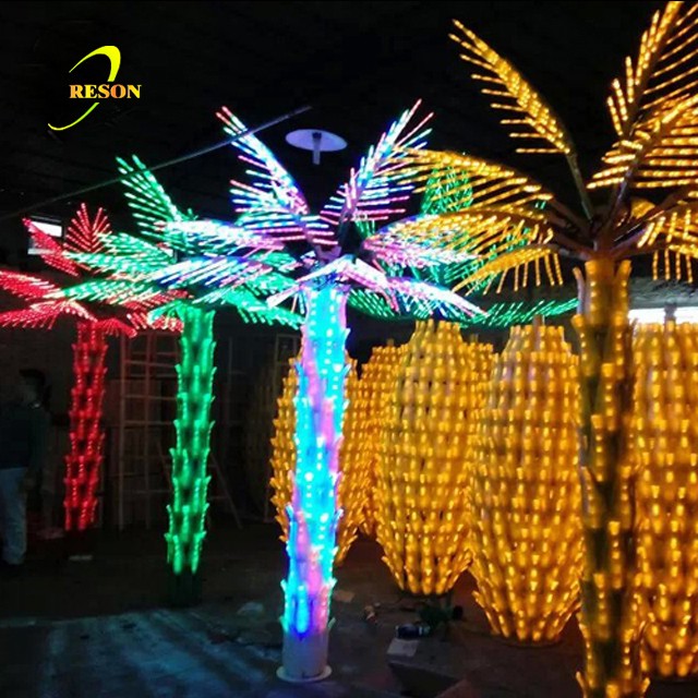 Colorful attractive LED palm tree light garden decoration lighting