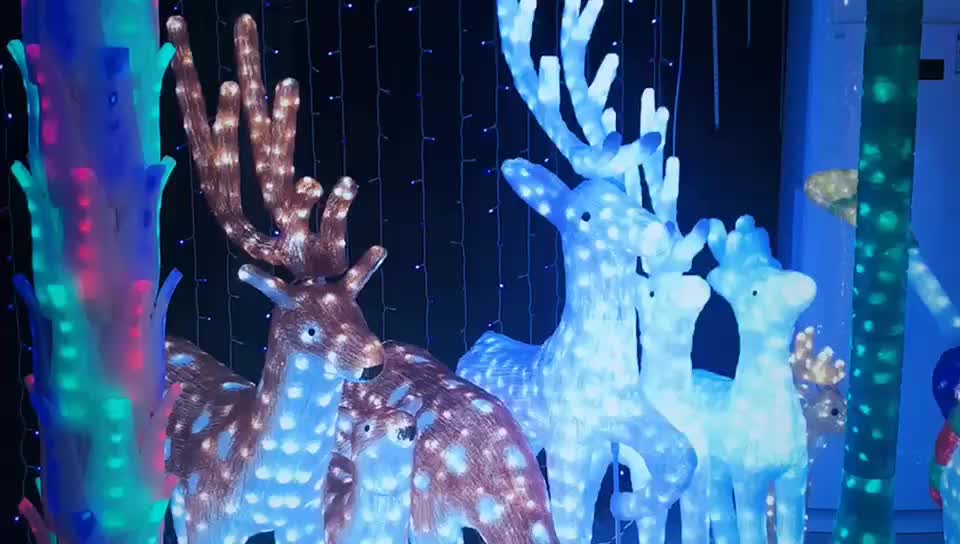 3D acrylic reindeer sleigh with led lights for wedding favor Christmas decoration - 图片 2