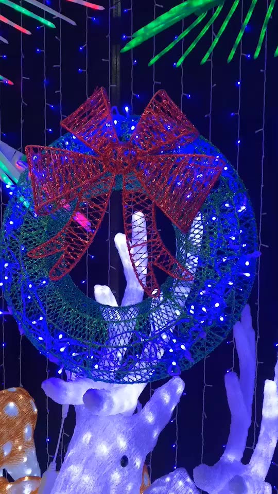 Home Christmas Garden Decoration LED Christmas Wreath Large Christmas Wreath 60cm - 图片 2