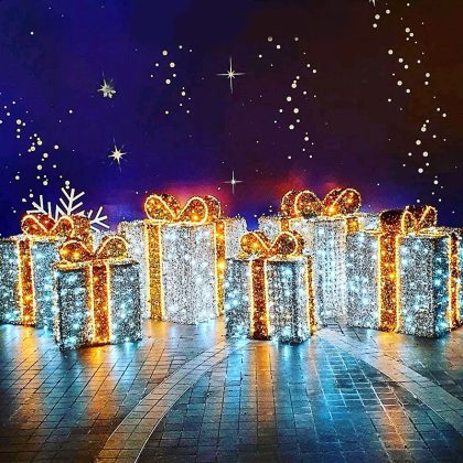 Holiday Lighting Customized Large Outdoor Christmas Gift Box Lights Permanent Christmas Lights