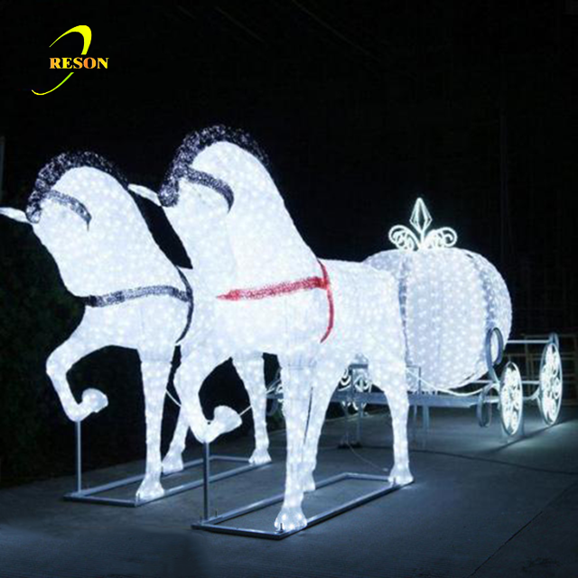 Garden lighting led lighted horse carriage for christmas - 图片 5