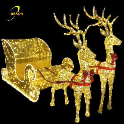3D acrylic reindeer sleigh with led lights for wedding favor Christmas decoration