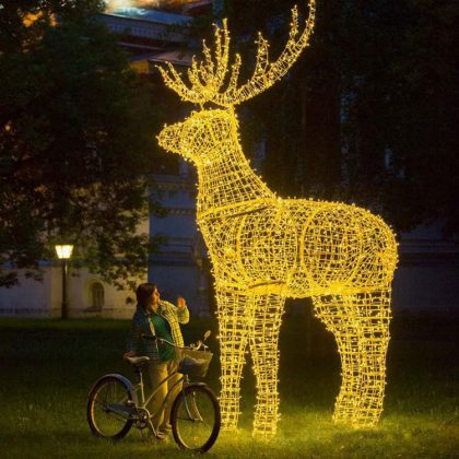 Holiday Decoration Outdoor Waterproof Large Christmas Reindeer Motif Light Custom 3D Decoration Reindeer Light