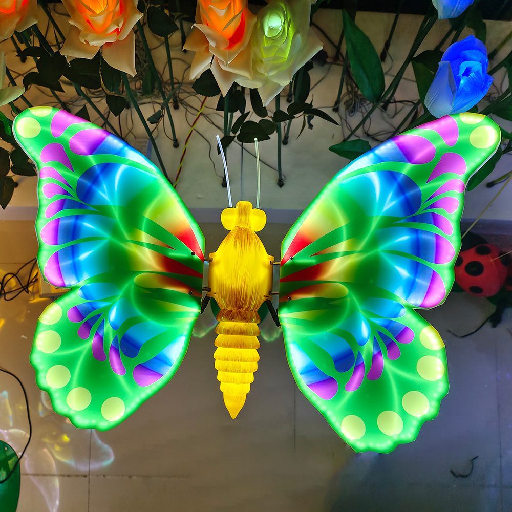 2022 Christmas 3D Dynamic Butterfly Light Park Led Yellow Butterfly Wing Light Holiday Party Decoration Light