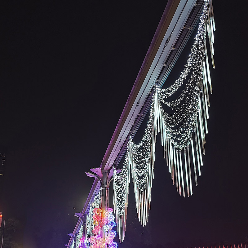 Outdoor Snow And Rain Christmas Lights Led Meteor Shower Christmas Lights 30Cm 8 Tube - 图片 2