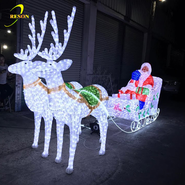New Arrive Outdoor Use Led Reindeer and Sleigh Sculpture For Holiday Christmas Decoration - 图片 5