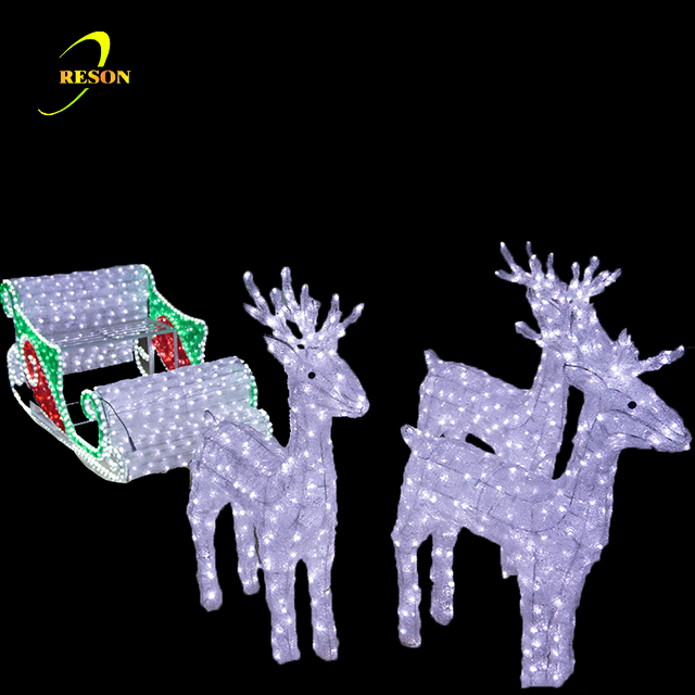3D acrylic reindeer sleigh with led lights for wedding favor Christmas decoration - 图片 4