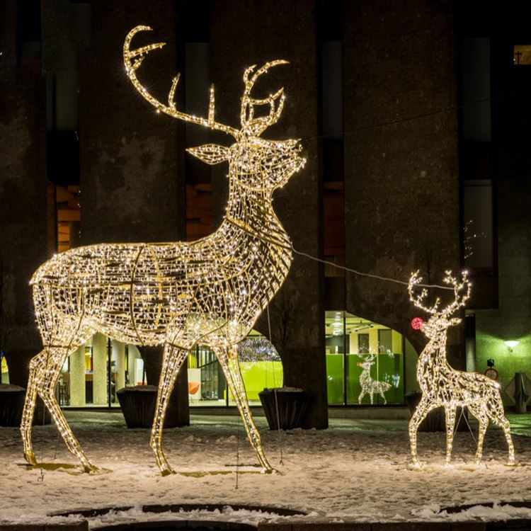 Holiday Decoration Outdoor Waterproof Large Christmas Reindeer Motif Light Custom 3D Decoration Reindeer Light - 图片 3