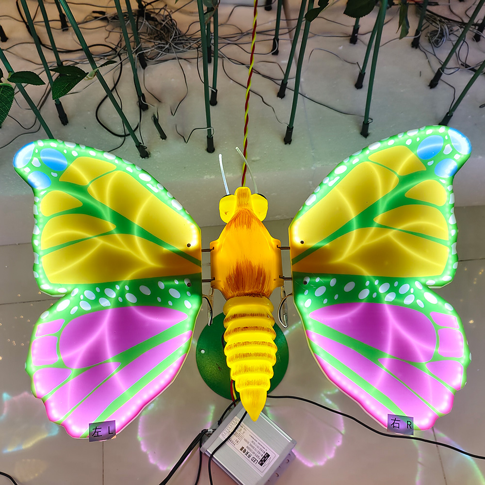 2022 Christmas 3D Dynamic Butterfly Light Park Led Yellow Butterfly Wing Light Holiday Party Decoration Light - 图片 4