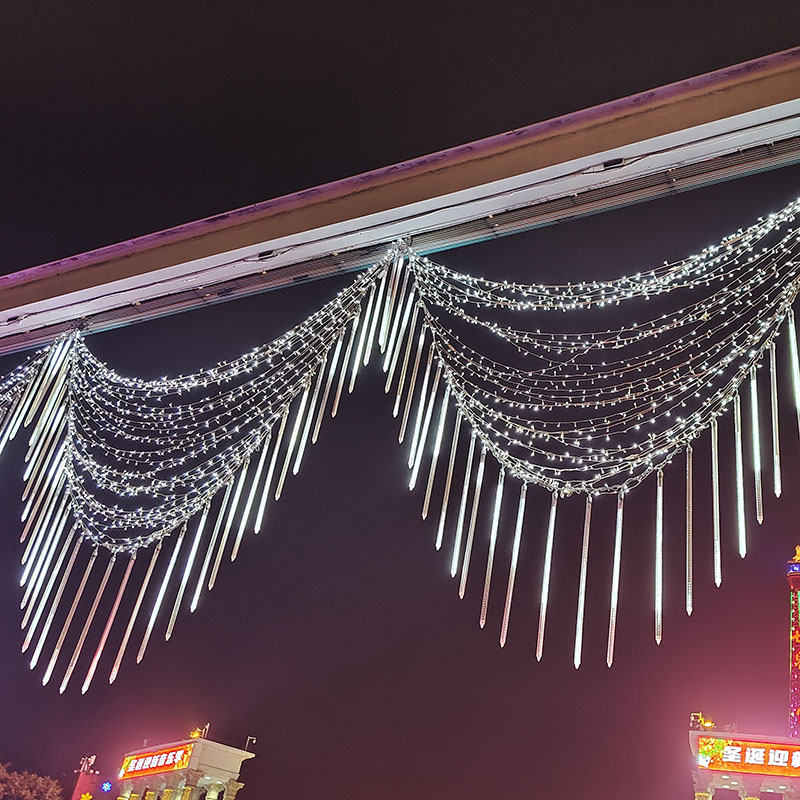 Outdoor Snow And Rain Christmas Lights Led Meteor Shower Christmas Lights 30Cm 8 Tube - 图片 3