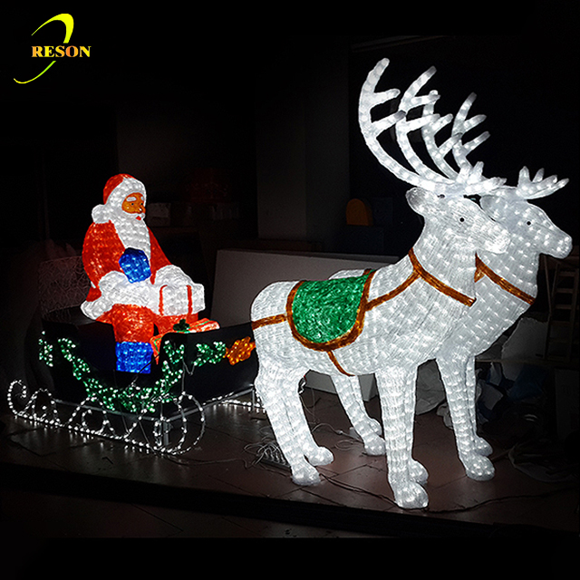 New Arrive Outdoor Use Led Reindeer and Sleigh Sculpture For Holiday Christmas Decoration - 图片 6