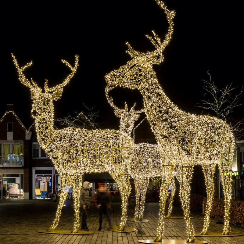 Holiday Decoration Outdoor Waterproof Large Christmas Reindeer Motif Light Custom 3D Decoration Reindeer Light - 图片 4