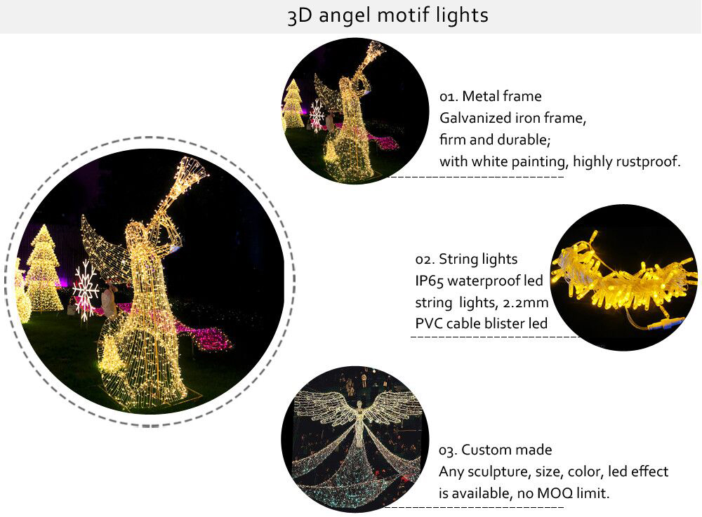 Christmas Decoration Outdoor Lighted Christmas Angels Garden Decoration Angel Wings Light Custom Led Neon - 图片 6