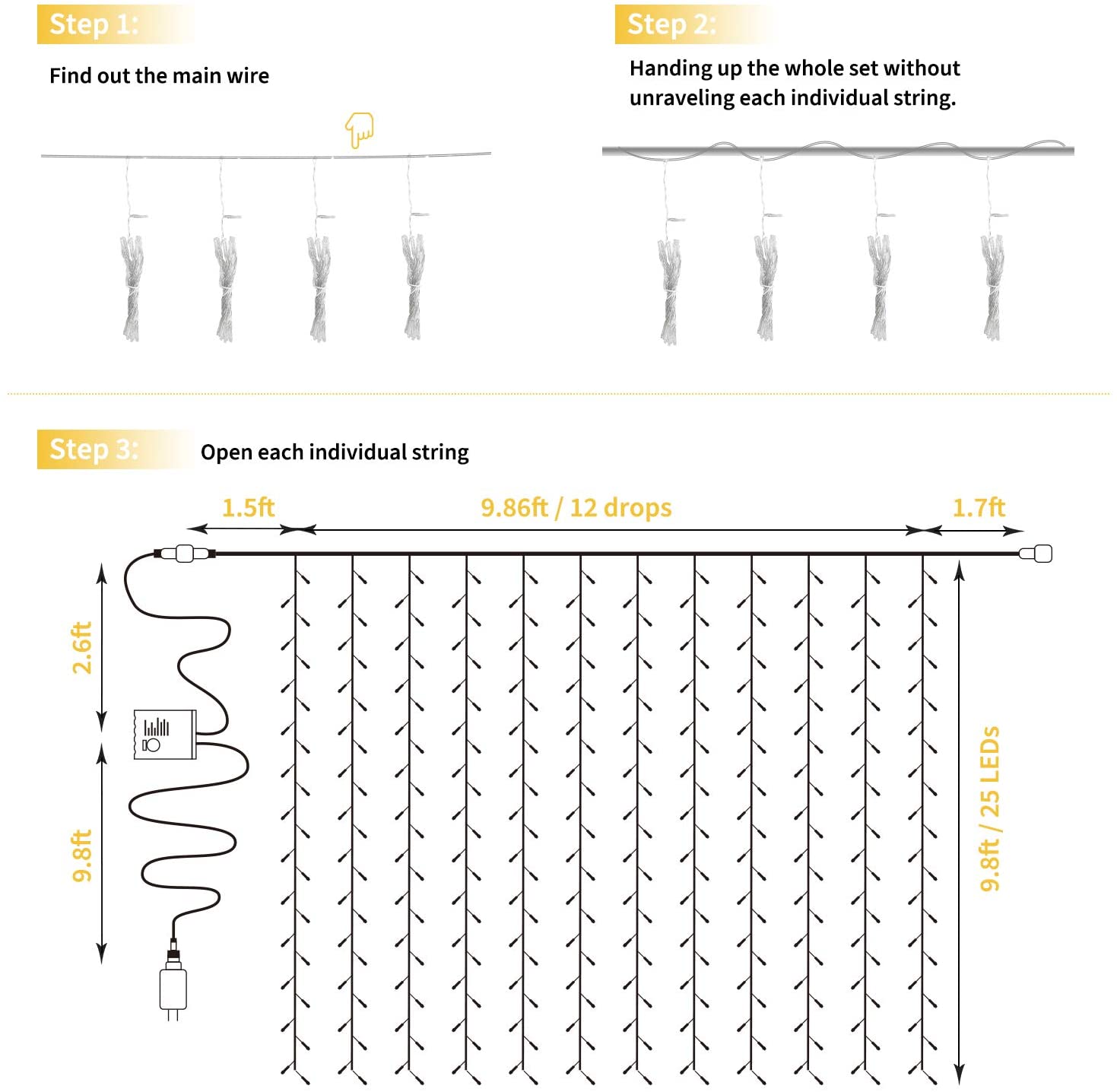 Home Wall Decoration Indoor And Outdoor Curtain Lights Led Curtain String Light - 图片 3