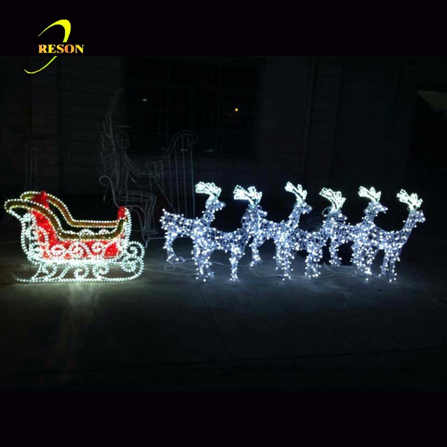 New Arrive Outdoor Use Led Reindeer and Sleigh Sculpture For Holiday Christmas Decoration - 图片 8