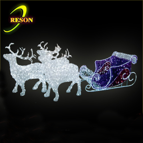 3D acrylic reindeer sleigh with led lights for wedding favor Christmas decoration - 图片 7