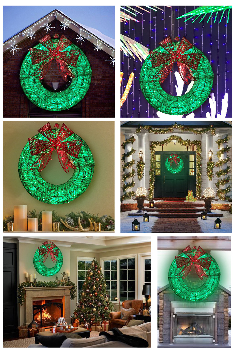 Home Christmas Garden Decoration LED Christmas Wreath Large Christmas Wreath 60cm - 图片 7
