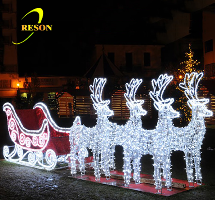 3D acrylic reindeer sleigh with led lights for wedding favor Christmas decoration - 图片 8